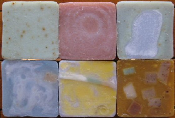 A selection of the beautifully colored variety of soaps in the Los Cabos Soap Company line of soaps.